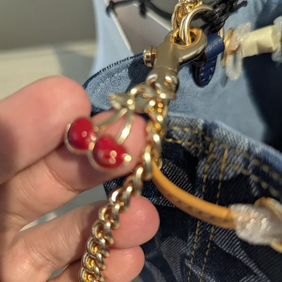 Coach Drawstring Wristlet Mini Bucket Bag in Signature Denim NWT - Picture 4 of 12